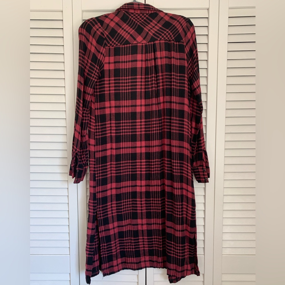 Gimmicks by BKE Plaid Duster Cardigan w/ Velour Details - Picture 6 of 6